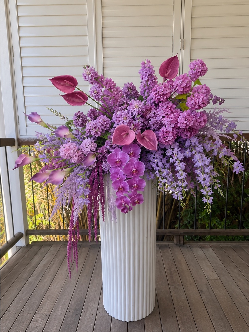 Floral Elegance Tall Purple Artificial Arrangement by